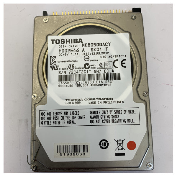 Toshiba MK8050GACY intern harddisk (HDD) 80 GB 