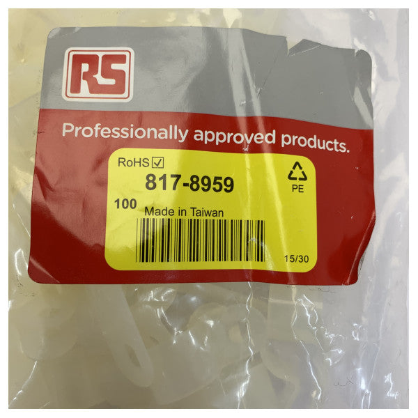 RS 817-8959 Kabelklips Polyetylen (PE) 100 deler Marin kabelhåndtering 
