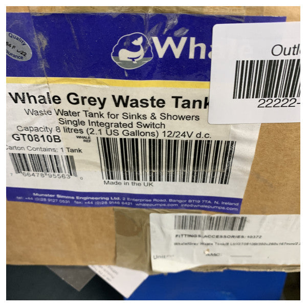 Valgrå avfallstank 8L för båtar och yachter 12/24V - GT0810B 