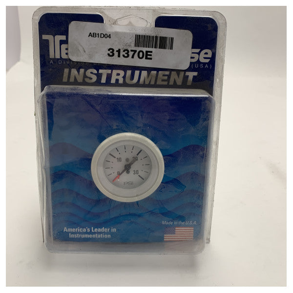 Teleflex 31370E Vattentrycksmätarsats för utombordsmotorer &ndash; Vit urtavla, 30 PSI 