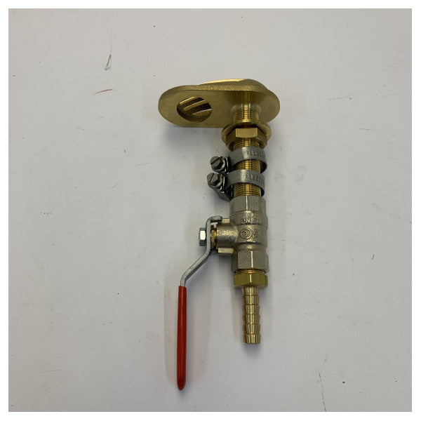 Entrée à travers coque marine VePN-50 avec vanne à bille, robinet de coque et colliers de serrage pour tuyau 