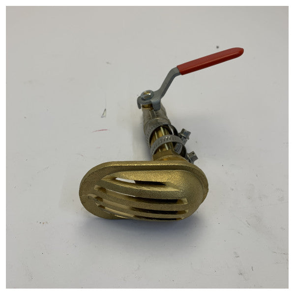 Entrée à travers coque marine VePN-50 avec vanne à bille, robinet de coque et colliers de serrage pour tuyau 