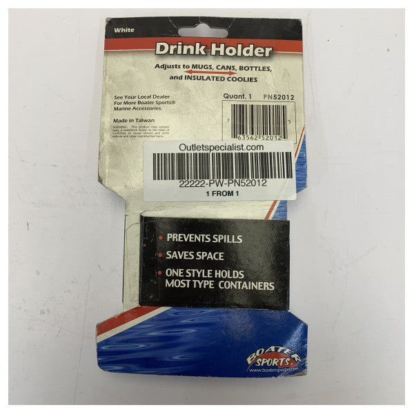 Boater Sports Mountable Adjustable Folding Drink Holders - White 52012