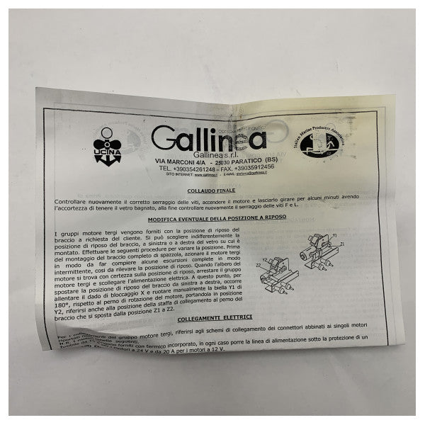 Gallinea 高品質 24 v マリン ワイパー モーター ボート用 - 耐久性と耐腐食性 - 02077011