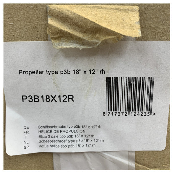 Vetus P3B 18 x 12R Propeller 3-Blatt Messing Rechtsdrehend 30 mm 