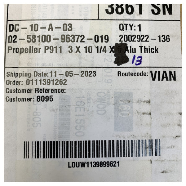 Suzuki Marine 10-1/4 x 13 Aluminium Utombordsmotor Propellor Svart 