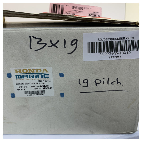 Hélice de Força Honda 13X19 Alumínio 3 Lâminas - 58130-ZW1 