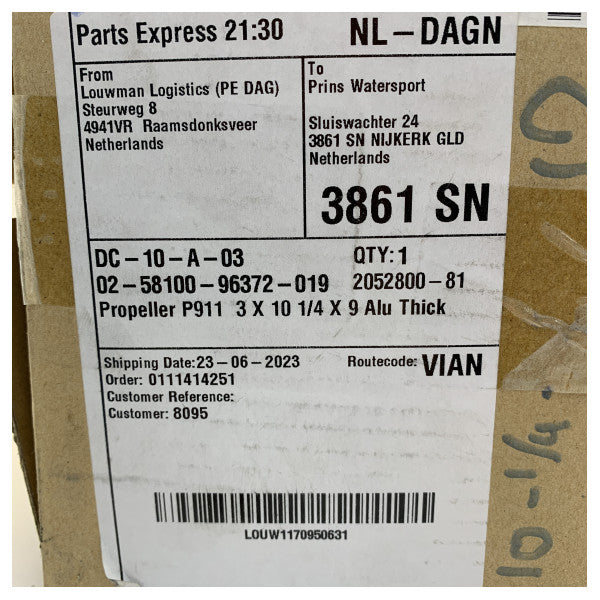 Suzuki påhængsmotor propeller 3-bladet 10 1/4 x 12 - 58100-91L00-019 