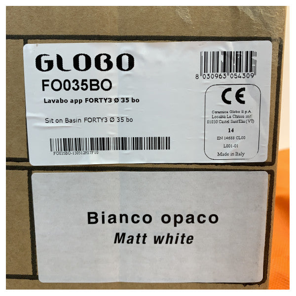 Globo Forty3 Vaskebassin Sink D35 H16 cm Mat Hvid - FO035BO-130512H17F10 