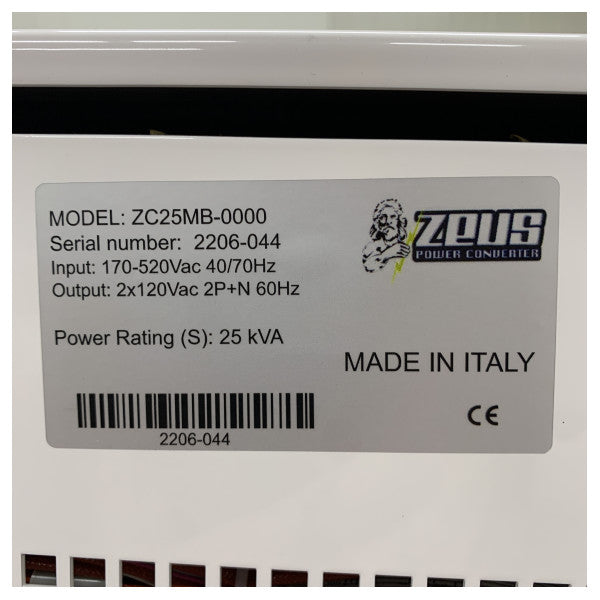 Convertitore di potenza marino Zeus ZC25MB 25KVA - 170-520V a 2x 120V 