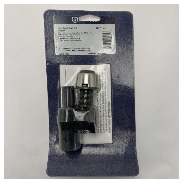 Вентиляційний бачок для пального Attwood Marine під кутом 90 градусів з нержавіючою сталевою кришкою для шланга 5/8 дюйма 