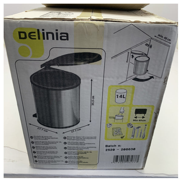 Delinia 14L Trash Bin with Stainless Steel Accents