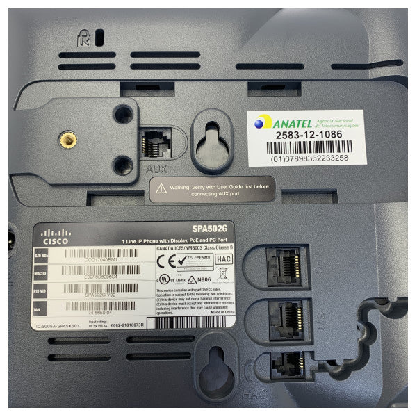 Telefone IP Cisco SPA502G 1 Linha com Display PoE e Porta PC 