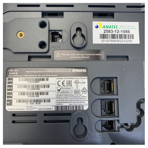Teléfono VoIP Cisco SPA504G de 4 líneas PoE con cable 