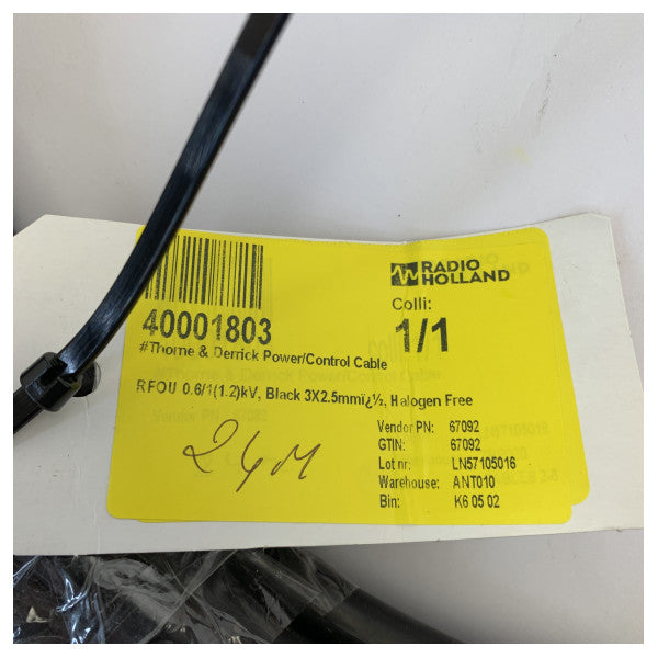 Thorne and Derrick RFOU 0.6/1kV maritim kabel 3x2,5mm² halogenfri  sort p/m 