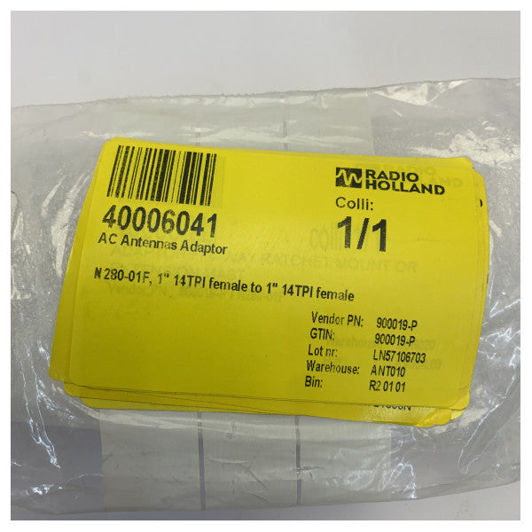AC Antennas N280-01F Adapter - 1 cal 14TPI żeński do 1 cal 14TPI żeński - osprzęt jachtowy 