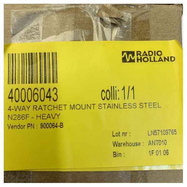 AC Antennas N286Fe Heavy Duty skrallemontering - 4-veis rustfritt stål 316 - 1\" 14TPI 