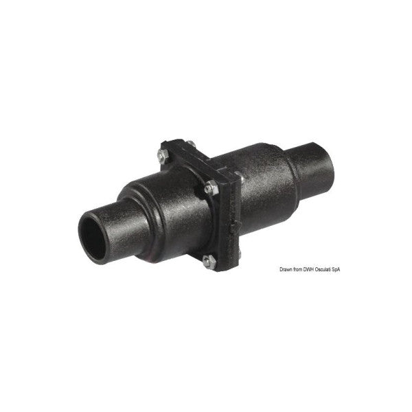 Whale Marine Black In-Line Check Valve 38mm - Válvula anti-retorno durável para sistemas de bombas e mangueiras