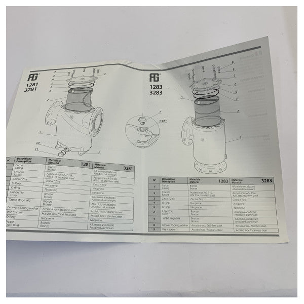 Guidi Bronz Su Süzgeci Dikey Alım DN100-PN6 - 1283.2006M2 