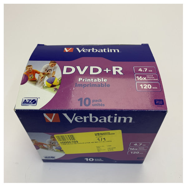Verbatim 43508 DVD+R 4.7GB 16X Inkjet Printable - 10 pieces in Jewel Case 