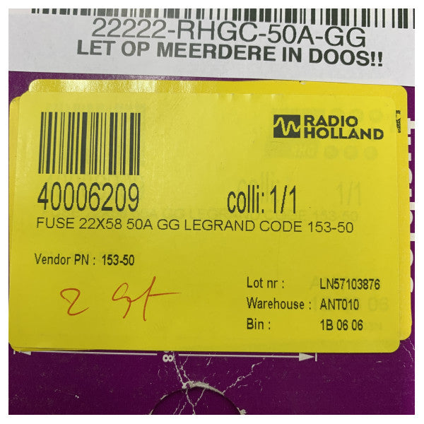 Legrand 015350 Βιομηχανική κυλινδρική ασφάλεια 22x58mm 50A gG 