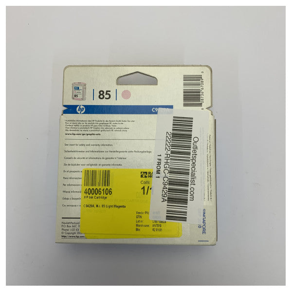 HP 85 mustekasetti, vaalea magenta C9429A - alkuperäinen 