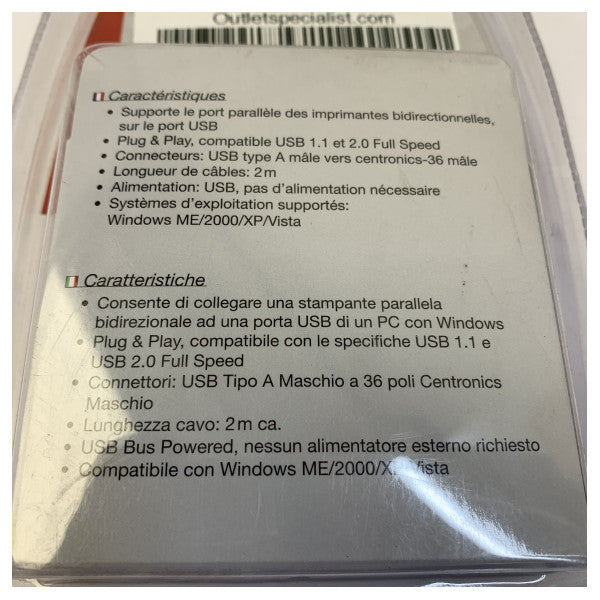 USB- til parallelprinterkabel IEEE 1284 CN36 Centronics 2 m - CEN36ST-(A)ST 