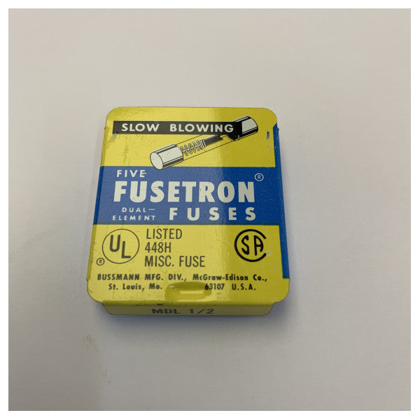 Bussmann MDL 1/2 Γυάλινη Ασφάλεια 0.5A Βραδείας Τήξης 5x25mm - Θαλάσσια Ηλεκτρική Ασφάλεια 