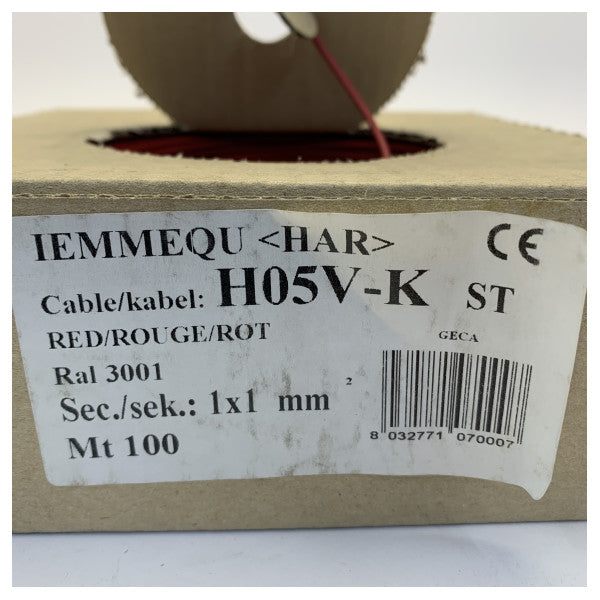 IEMMEQU H05V-K 1mm² Cabo de Fiação Flexível Vermelho - Fio de Interruptor VTBST 