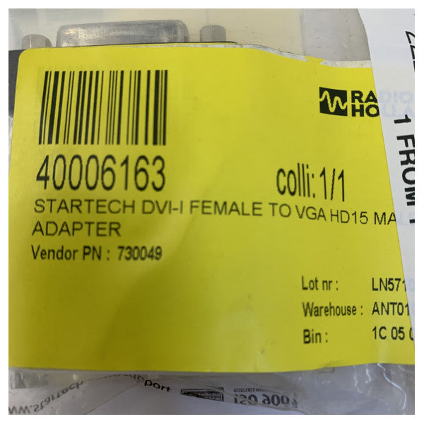 Adaptador StarTech DVI-I a VGA - DVI-I hembra a VGA HD15 macho - DVIVGAFMBK 