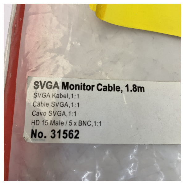 Câble vidéo VGA vers 5x BNC RGBHV - HD15 mâle - 1,8 m - Qualité marine 