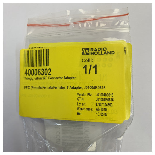 Telegärtner BNC T-adapter hun-hun-hun RF-stik J01004B0616 