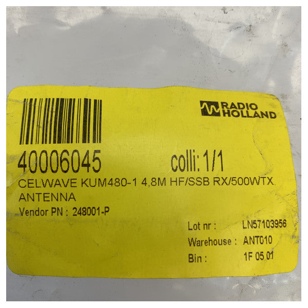 AC Antennas KUM480-1 HF/SSB Marine Antenna - 2 Sections - 5m - 500W - 1.4-30MHz 