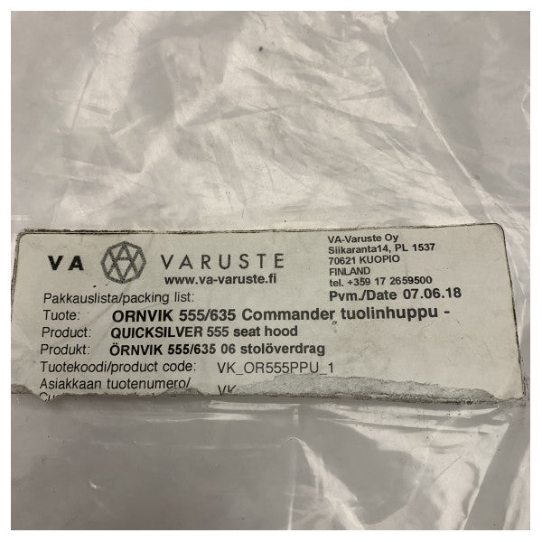 Quicksilver 555 and 635 pilot seat cover navy blue - 8M0056949