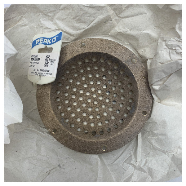 Perko 5 inch round bronze strainer - 0086DP5PLB