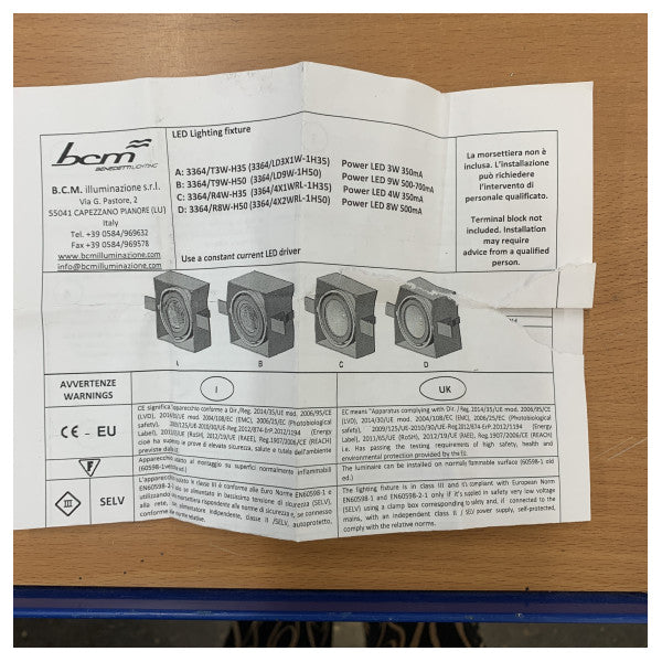 BCM Anafi Marine LED Spot 3364/4X1WRL 3000K Blanco cálido - Iluminación para yates 
