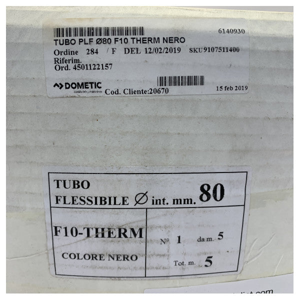 Dometic Tuyau isolé F10 x 80 mm pour unités de climatisation / chauffage 
