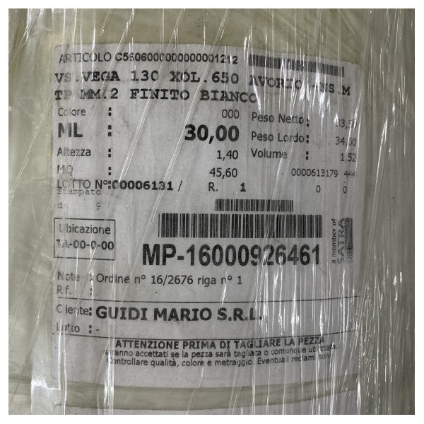 Морска тапицерийна тъкан Guidi Vega Ivory 130 g с 2 mm дунапренена подложка 30 M 