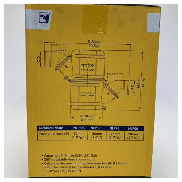 Vetus NLP60 Waterlock Avgassystem - Dämpare - 60 MM 