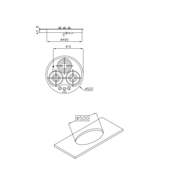 Foster 3 burner stainless steel gas stove round - 7052022