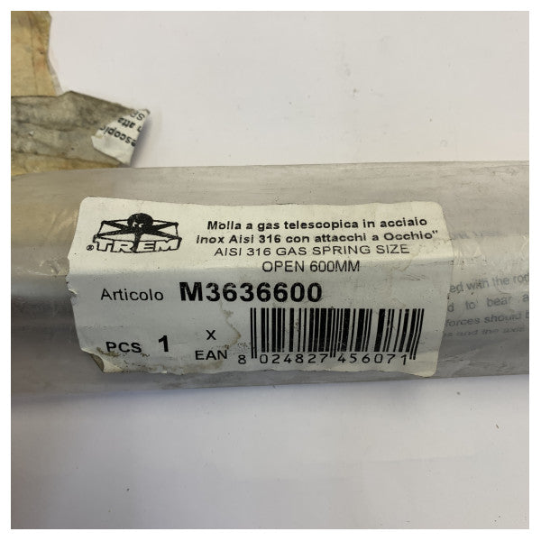 Osculati Trem M3636600 Gas Spring 60 KG - 250 mm - Stainless Steel