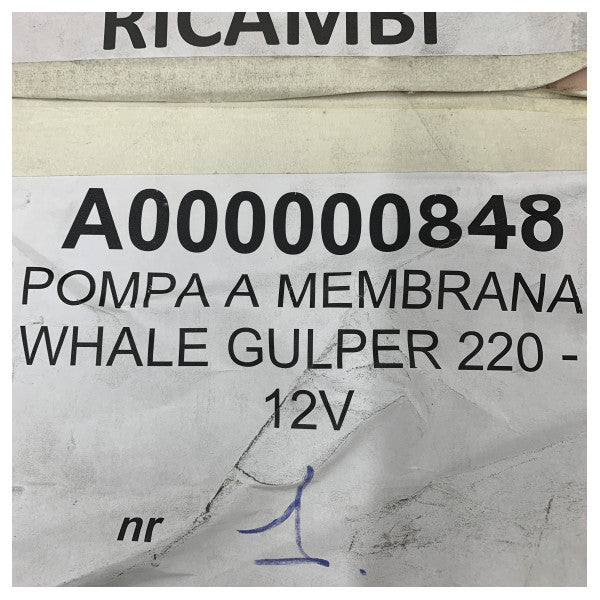 Whale Gulper 220 Nero Acqua 12V - Doccia Toilette e Pompa di Sentina - BP1552 