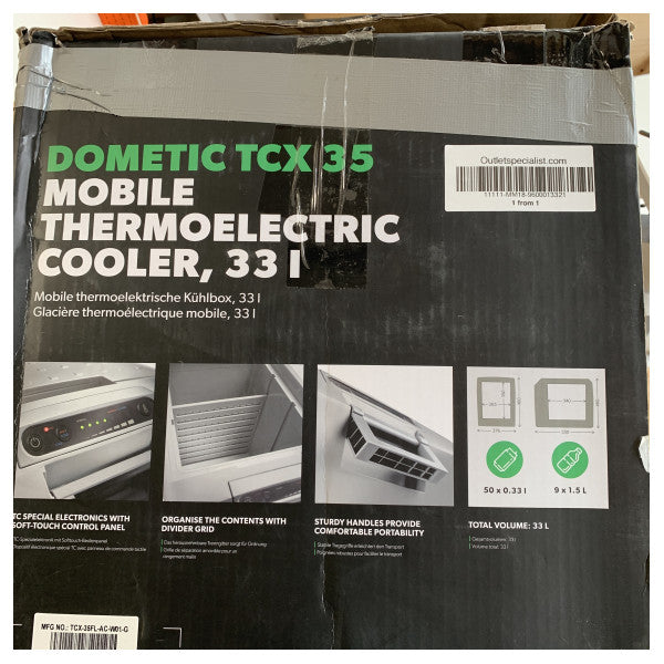 Dometic TCX-35 35L thermo electric cooling box 12/24/230V  - TropiCool