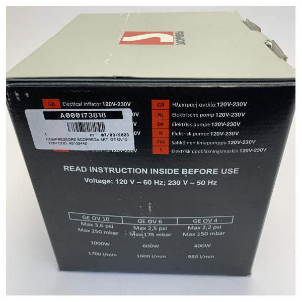 Scoprega GE OV10 Elektrisk Luftkompressor 120V - Marinkompressor K6130440 