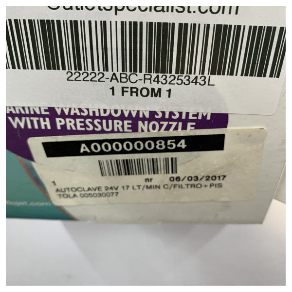 Flojet R4325343L Deckwashpump Kit 24V 17 L/min 