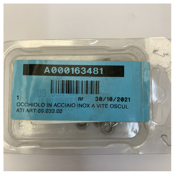 Osculati rustfrit stål øjeskrue - rustfrit stål - 09.033.00 - 13 stk 