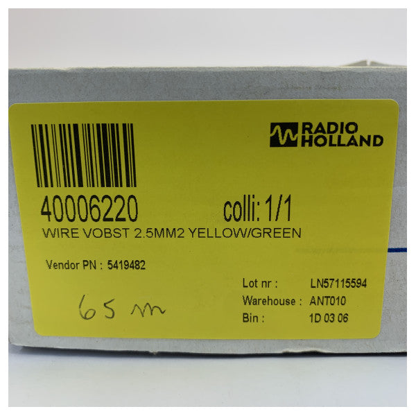 Eupen Earth Wire Vobst Electrical Wire 2.5mm Isfar/Aħdar - H07V-K 