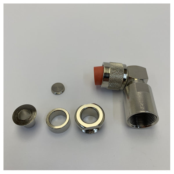 Conector N-Macho en ángulo recto SSB Electrónico para Aircom - Ecoflex 10 - Plus - Abrazadera 