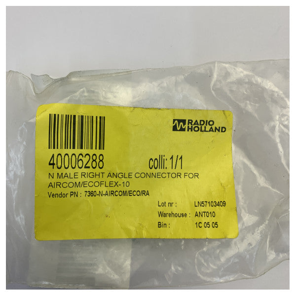 Conector N-Macho en ángulo recto SSB Electrónico para Aircom - Ecoflex 10 - Plus - Abrazadera 