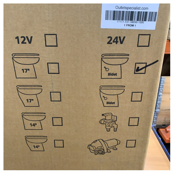 Bidet Jabsco Deluxe Flush 17 Polegadas Marinho - Montagem no Chão - 58090-1000 